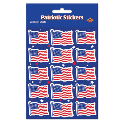 Beistle U S Flag Party Stickers (4 Sheets/Pkg)