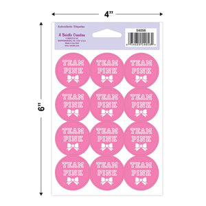 Beistle Team Blue/Team Pink Stickers (Case of 12 Sheets)