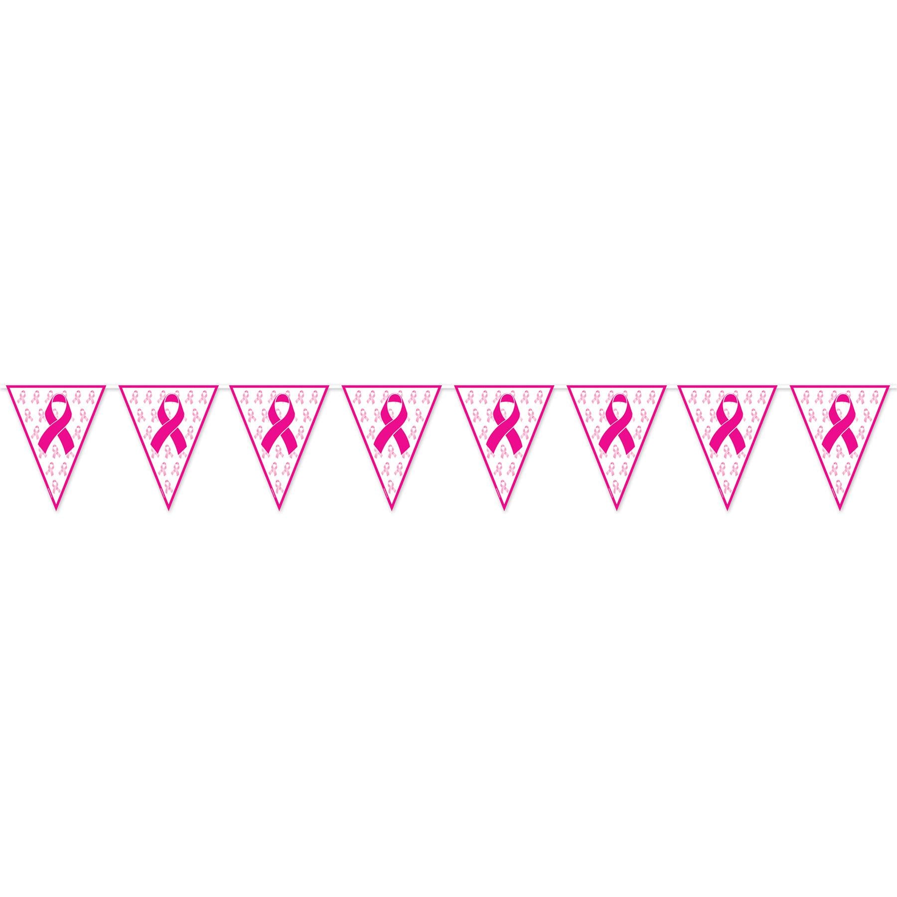 Beistle Pink Ribbon Pennant Party Banner