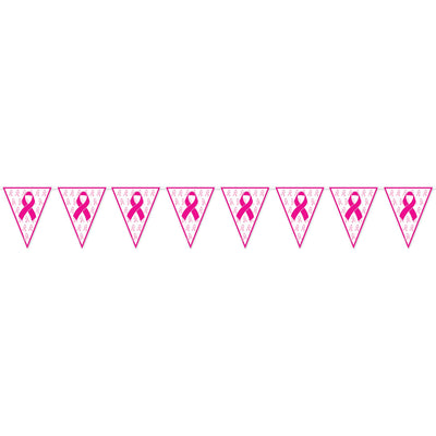 Beistle Pink Ribbon Pennant Party Banner