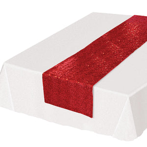 Beistle Sequined Party Table Runner - red