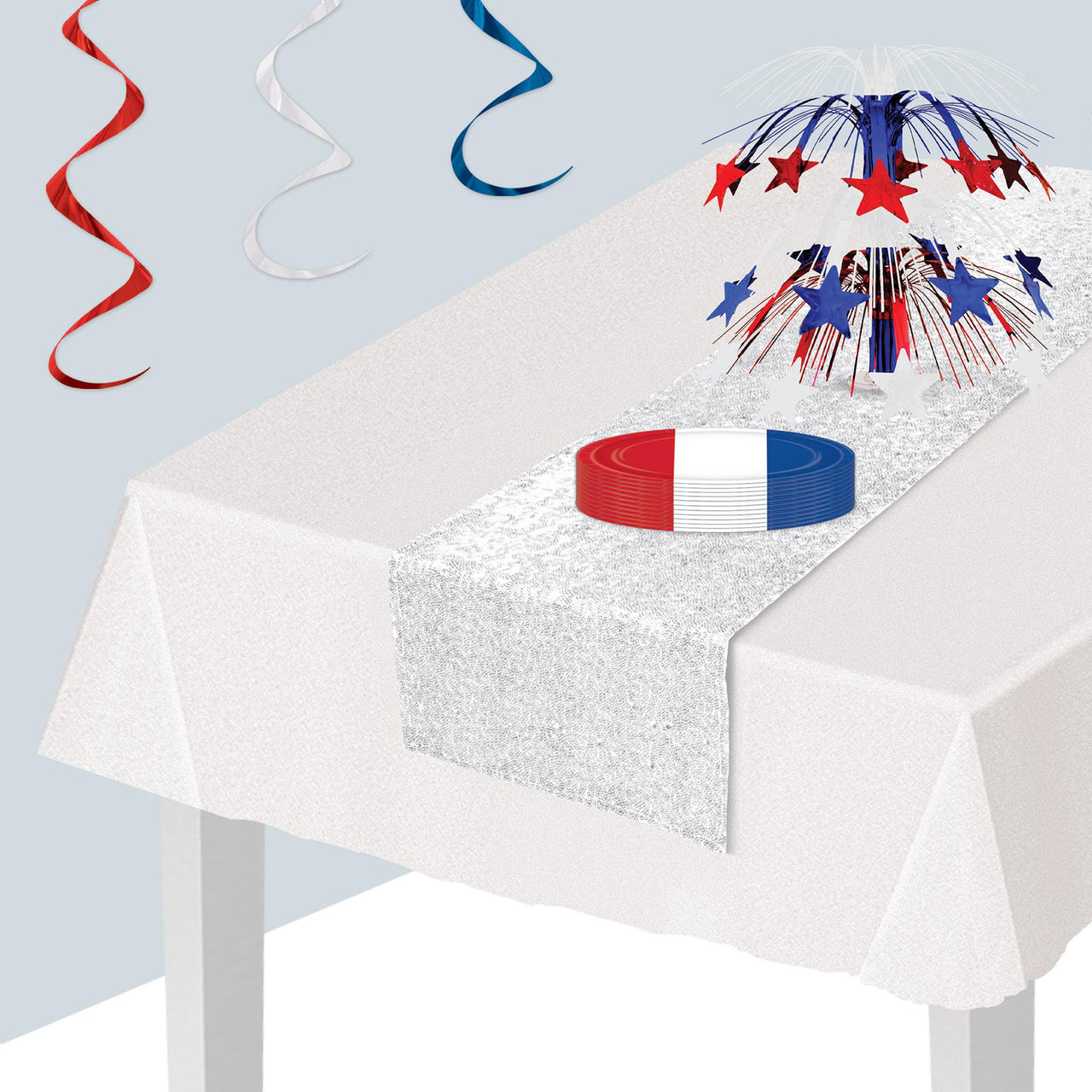 Bulk Sequined White Table Runner (12 Pkgs Per Case) by Beistle