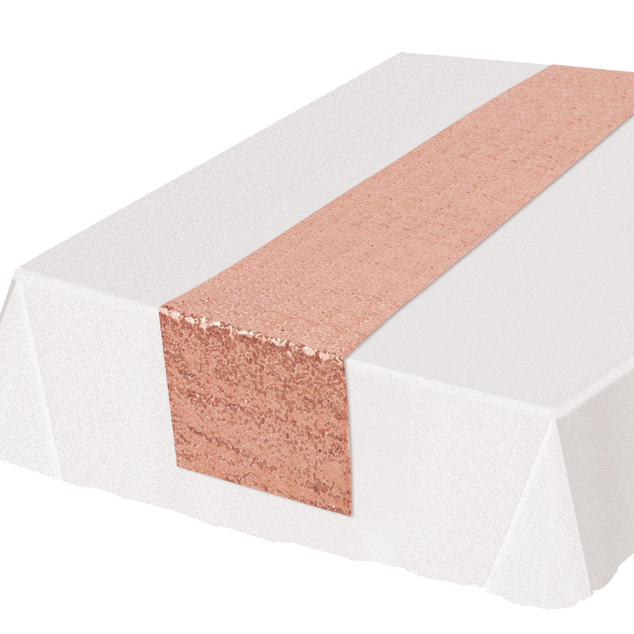 Beistle Sequined Party Table Runner - rose gold