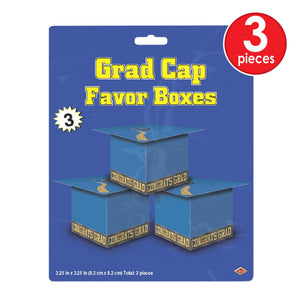 Grad Cap Favor Boxes, blue 
