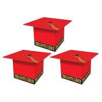 Beistle Grad Cap Graduation Party Favor Boxes - red (3/Pkg)