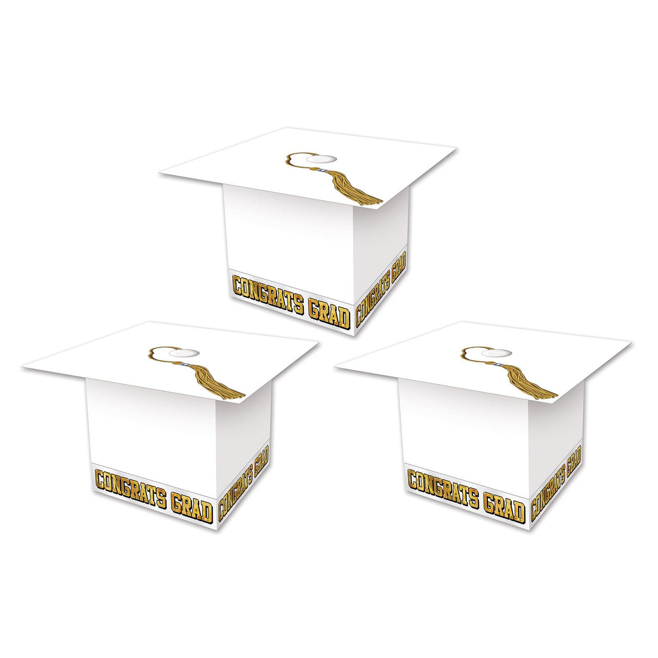 Grad Cap Graduation Party Favor Boxes - white (3/Pkg)