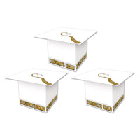 Grad Cap Graduation Party Favor Boxes - white (3/Pkg)
