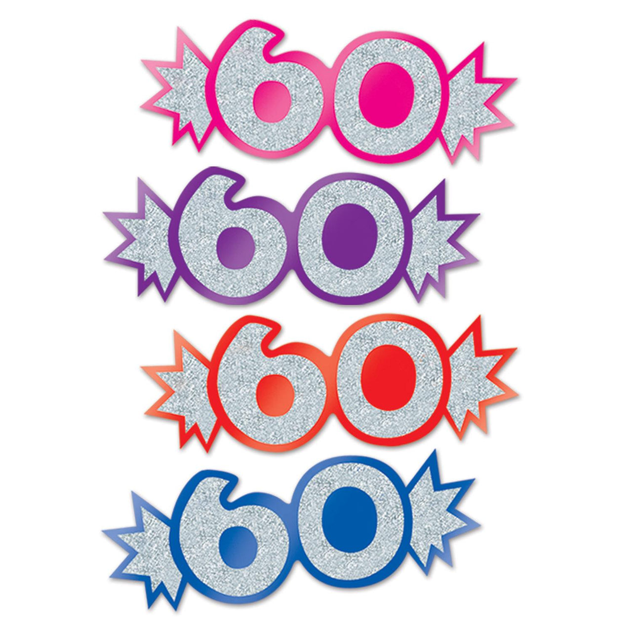 60th Birthday Party Mini Glittered Foil Cutouts (8/Pkg)