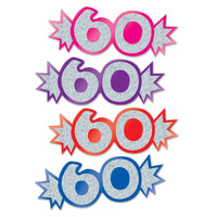 60th Birthday Party Mini Glittered Foil Cutouts (8/Pkg)