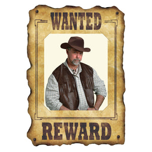 Western Wanted Sign - slotted to hold 8'x 11' photo
