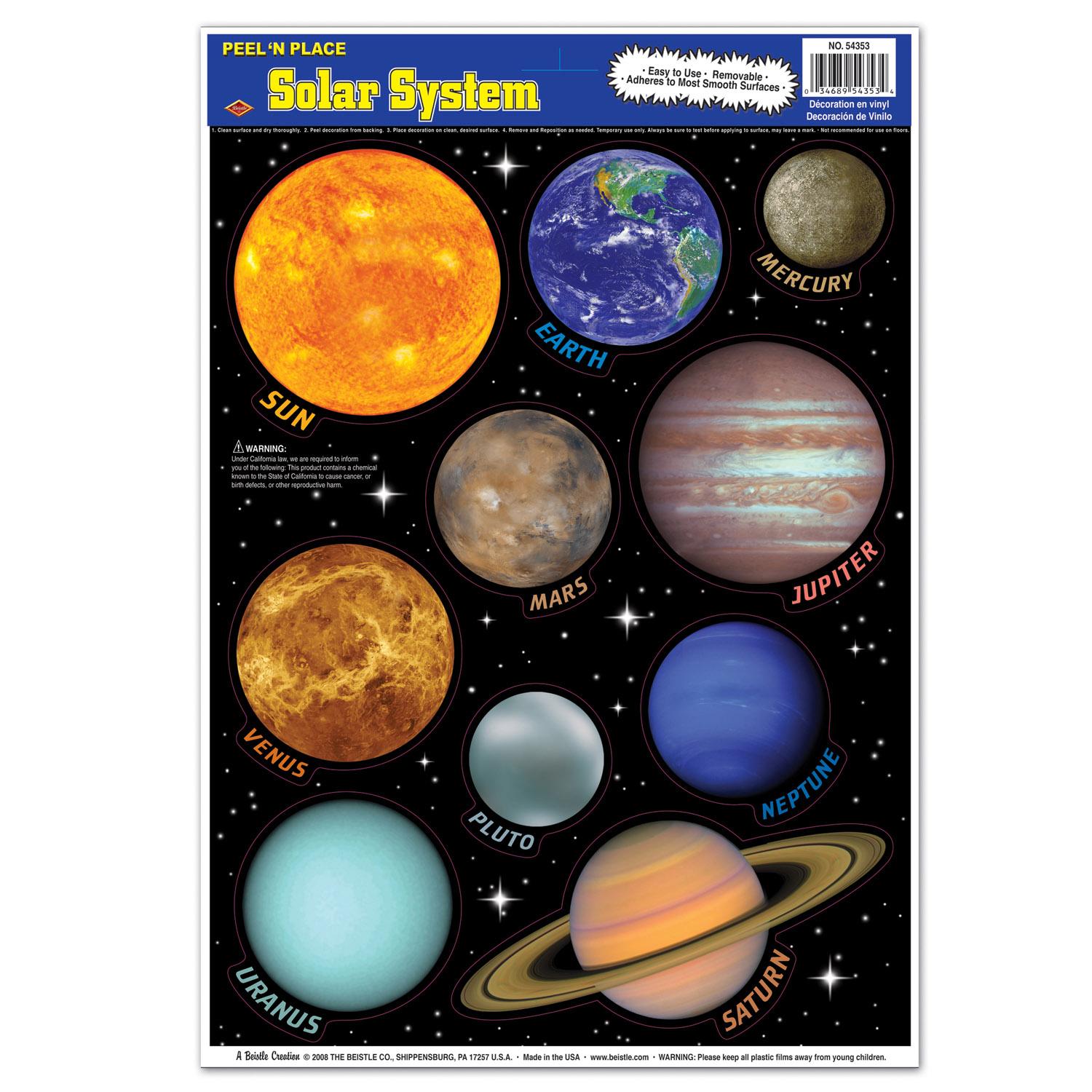 Beistle Solar System Party Peel 'N Place Clings (10/Sheet)