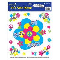 Beistle 60's Party Peel 'N Place Clings (5/Sheet)