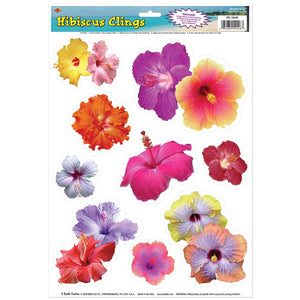 Beistle Luau Party Hibiscus Clings (9/Sheet)