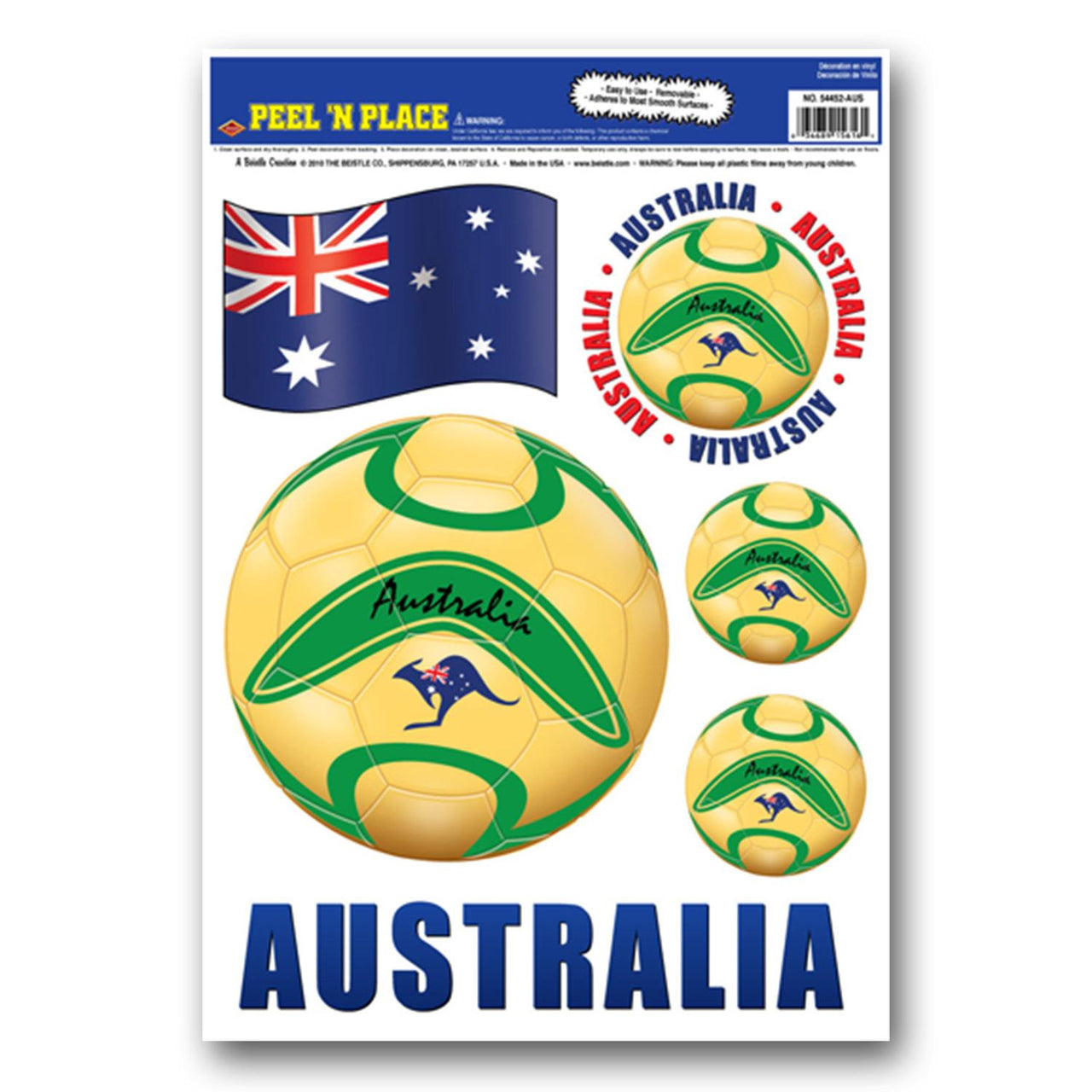 Soccer Party Peel 'N Place Clings - Australia (6/Pkg)