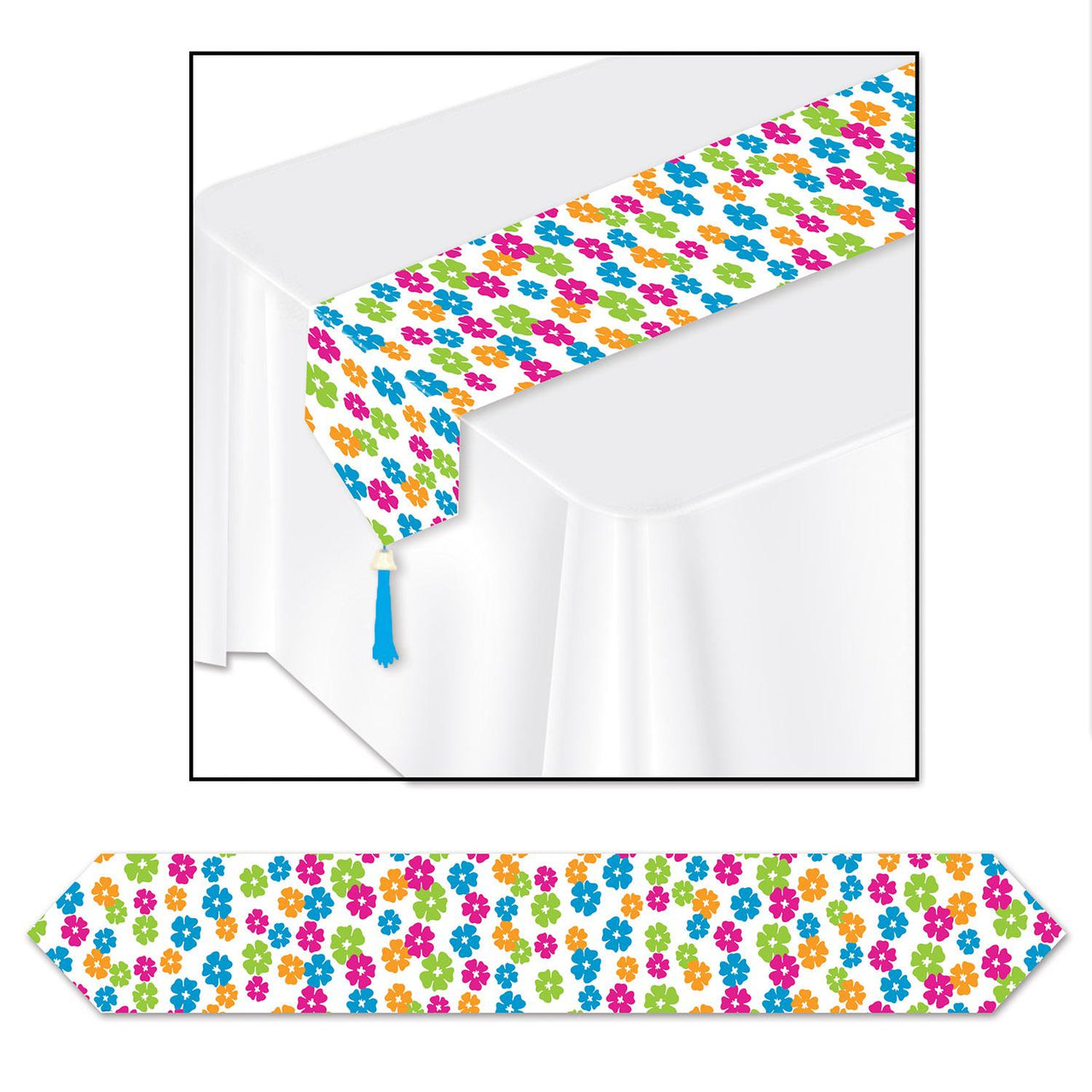 Beistle Luau Party Printed Hibiscus Paper Table Runner