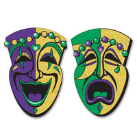 Mardi Gras Jumbo Glittered Comedy & Tragedy Face Cutouts (2/Pkg)