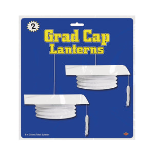Grad Cap Paper Lanterns, white 