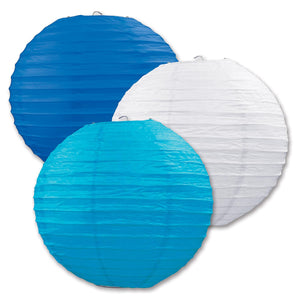 Oktoberfest Paper Lanterns - Assorted blue/white/turquoise (3/Pkg)