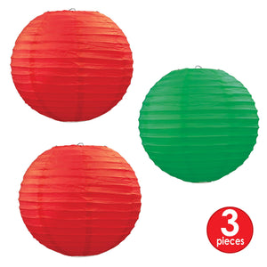 Red and Green Christmas Paper Lanterns