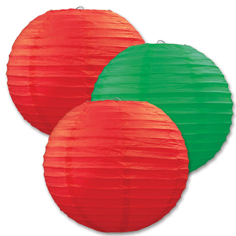 Christmas Paper Lanterns Assorted red & green (3/Pkg)