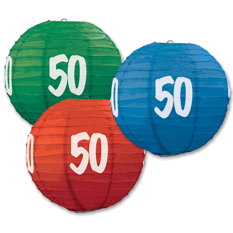 Beistle 50th Birthday Party Paper Lanterns (3/Pkg)
