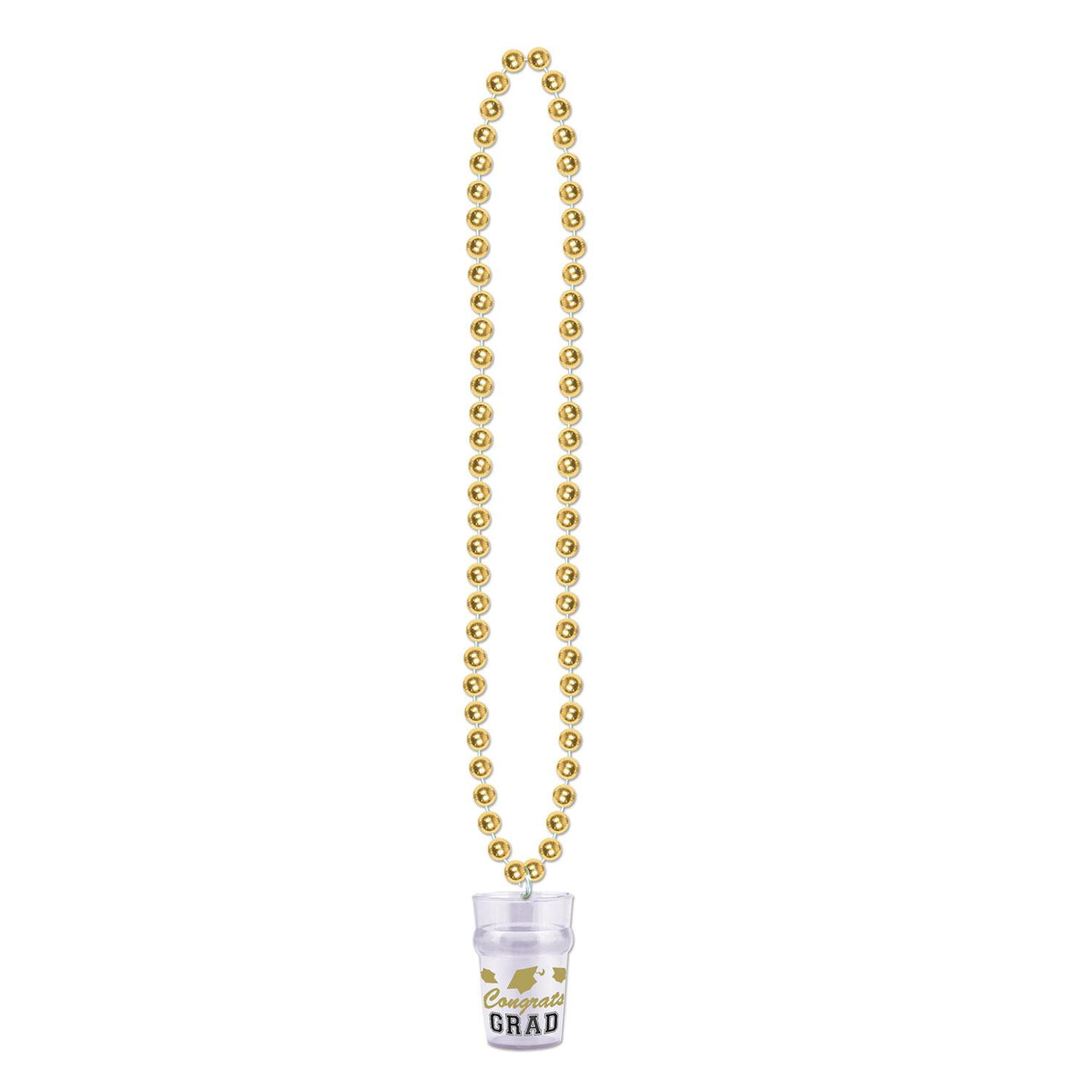 Beistle Bead Necklaces with Grad Graduation Party Glass - gold