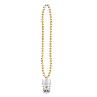 Beistle Bead Necklaces with Grad Graduation Party Glass - gold