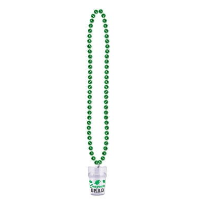 Beistle Graduation Party Bead Necklaces with Grad Glass - green