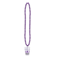 Bead Necklace with Grad Graduation Party Glass - purple