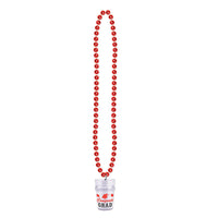Beistle Graduation Party Bead Necklaces with Grad Glass - red