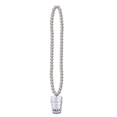 Graduation Party Bead Necklaces with Grad Glass - silver