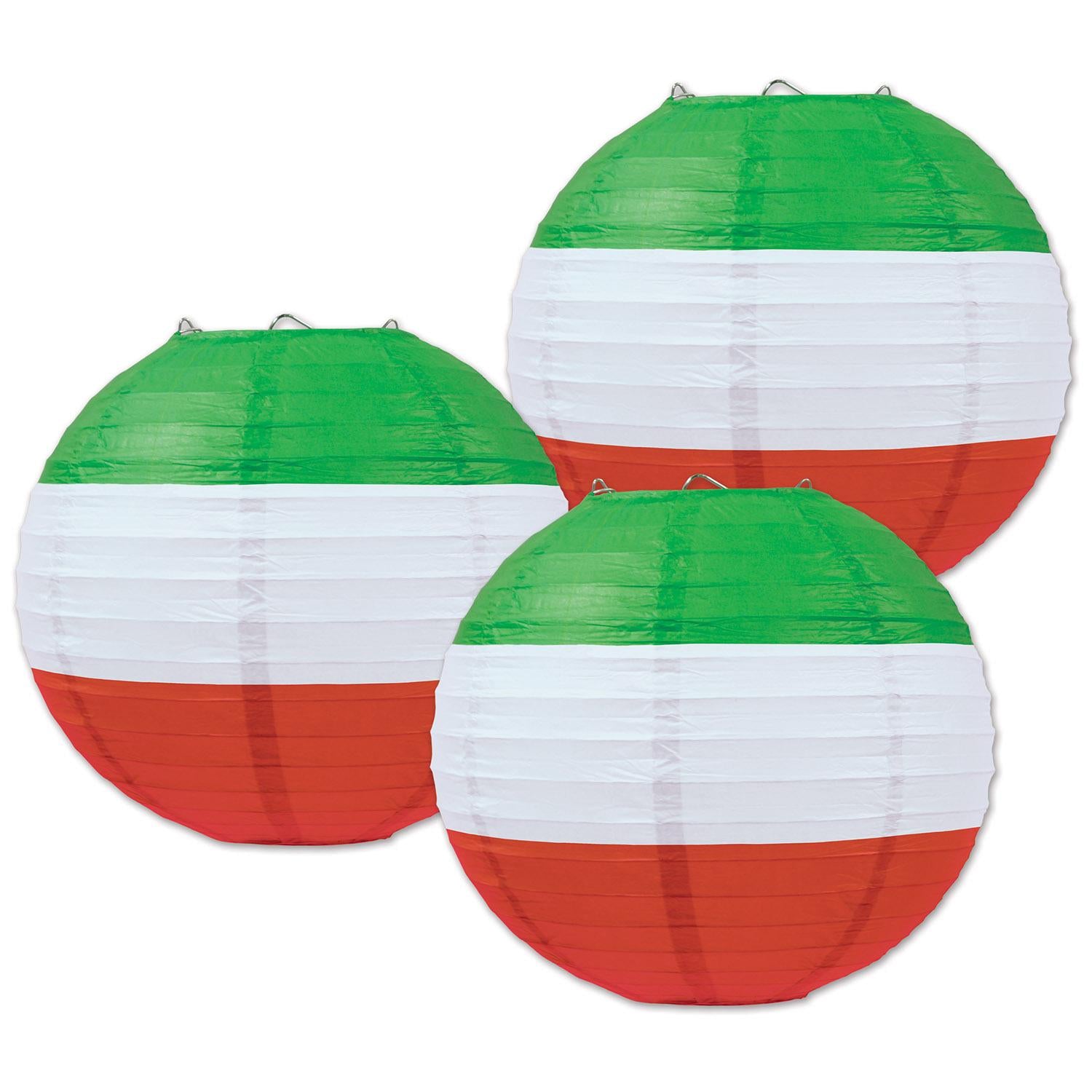 Fiesta Red, White & Green Paper Lanterns (3 per Package)