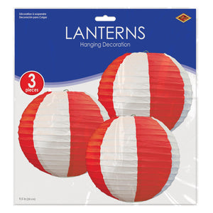 Red & White Stripes Paper Lanterns