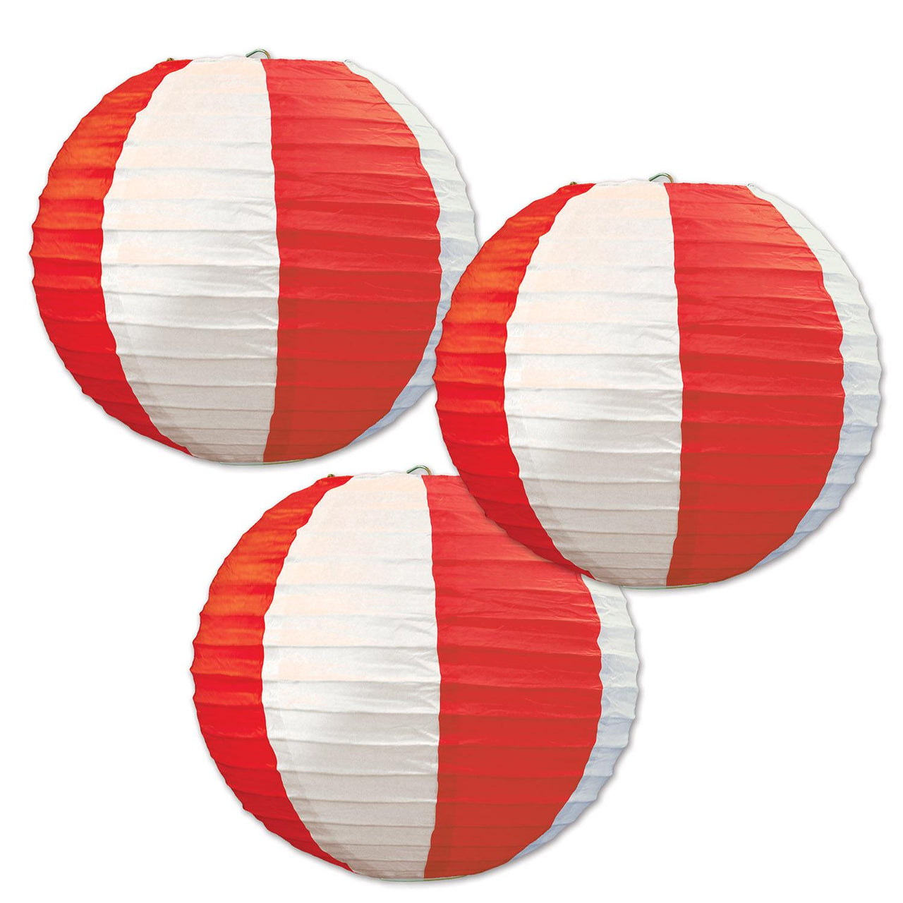 Beistle Red & White Stripes Party Paper Lanterns (3/Pkg)