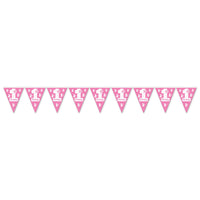 Beistle 1st Birthday Party Pennant Banner - pink