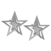 Packaged 3-D Foil Party Hanging Stars - silver (2/Pkg)