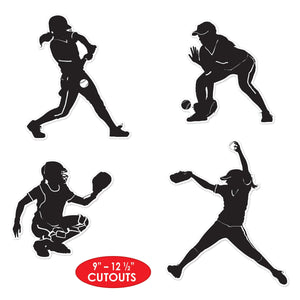 Softball Silhouettes, party supplies, decorations, The Beistle Company, Softball, Bulk, Sports Party Supplies, Softball Party Supplies