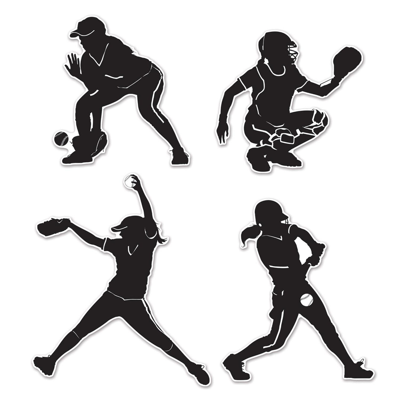 Beistle Softball Party Silhouettes (4/Pkg)
