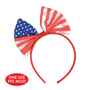 Patriotic Bow Headband, party supplies, decorations, The Beistle Company, Patriotic, Bulk, Holiday Party Supplies, 4th of July Political and Patriotic, 4th of July Stuff to Wear