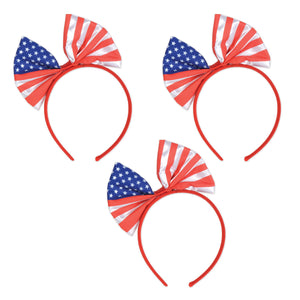 Patriotic Bow Headband, party supplies, decorations, The Beistle Company, Patriotic, Bulk, Holiday Party Supplies, 4th of July Political and Patriotic, 4th of July Stuff to Wear