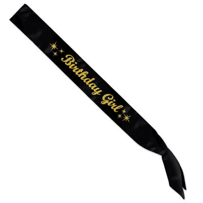 Beistle Glittered Birthday Girl Satin Sash (6 Per Case)