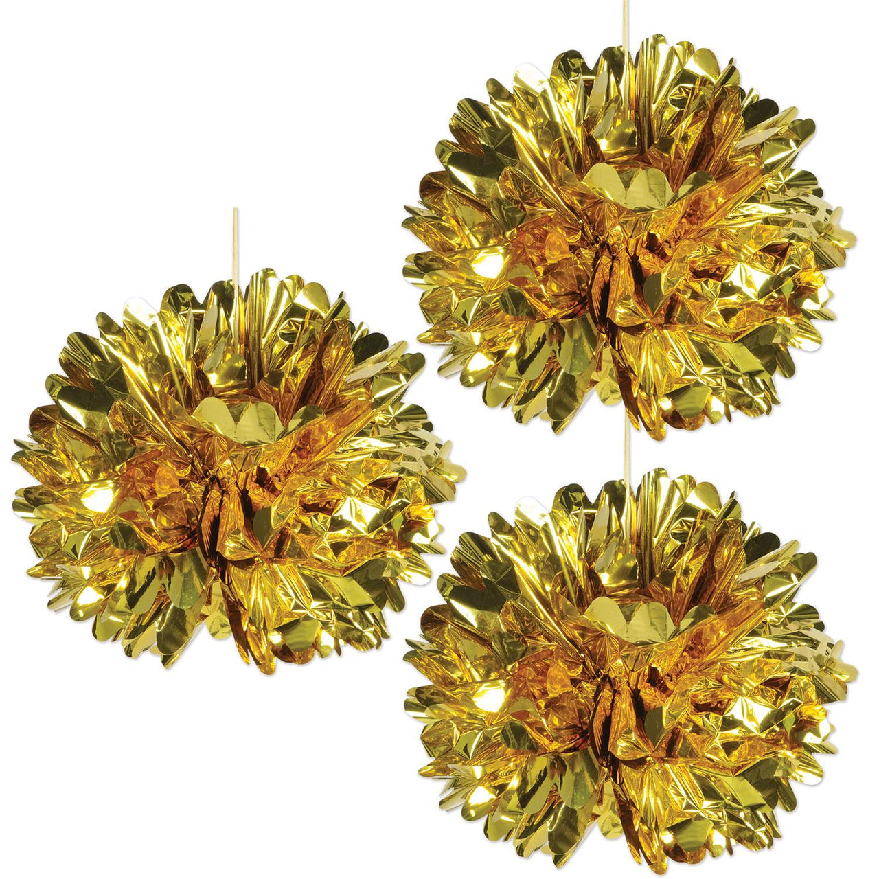 Beistle Metallic Party Fluff Balls - gold (3/Pkg)