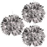 Beistle Metallic Party Fluff Balls - silver (3/Pkg)