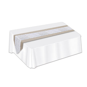 Beistle Lace & Burlap Table Runner