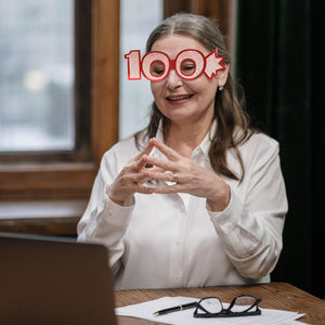 Bulk Birthday Party ''100'' Glittered Foil Eyeglasses (Case of 25) by Beistle