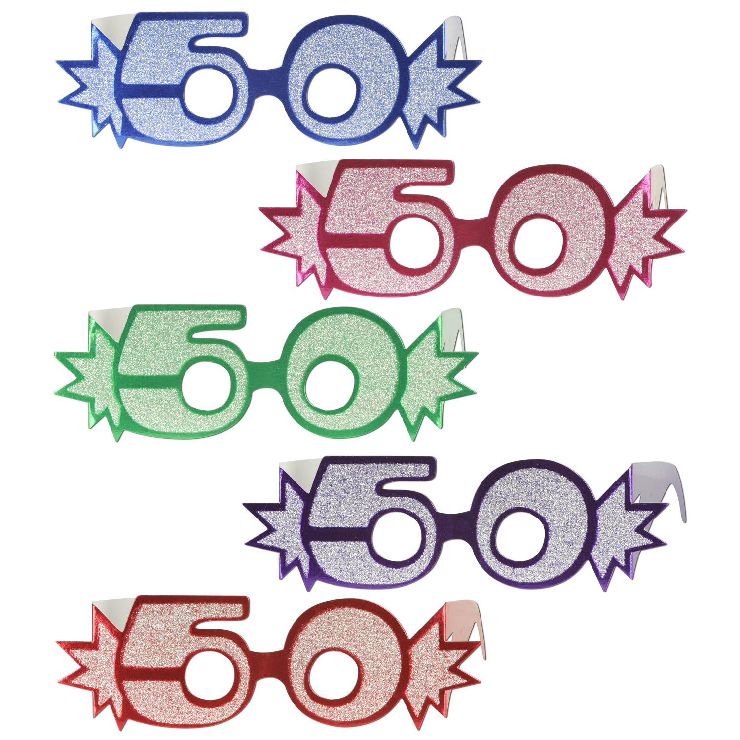 Beistle 50th Birthday Party Glittered Foil Eyeglasses