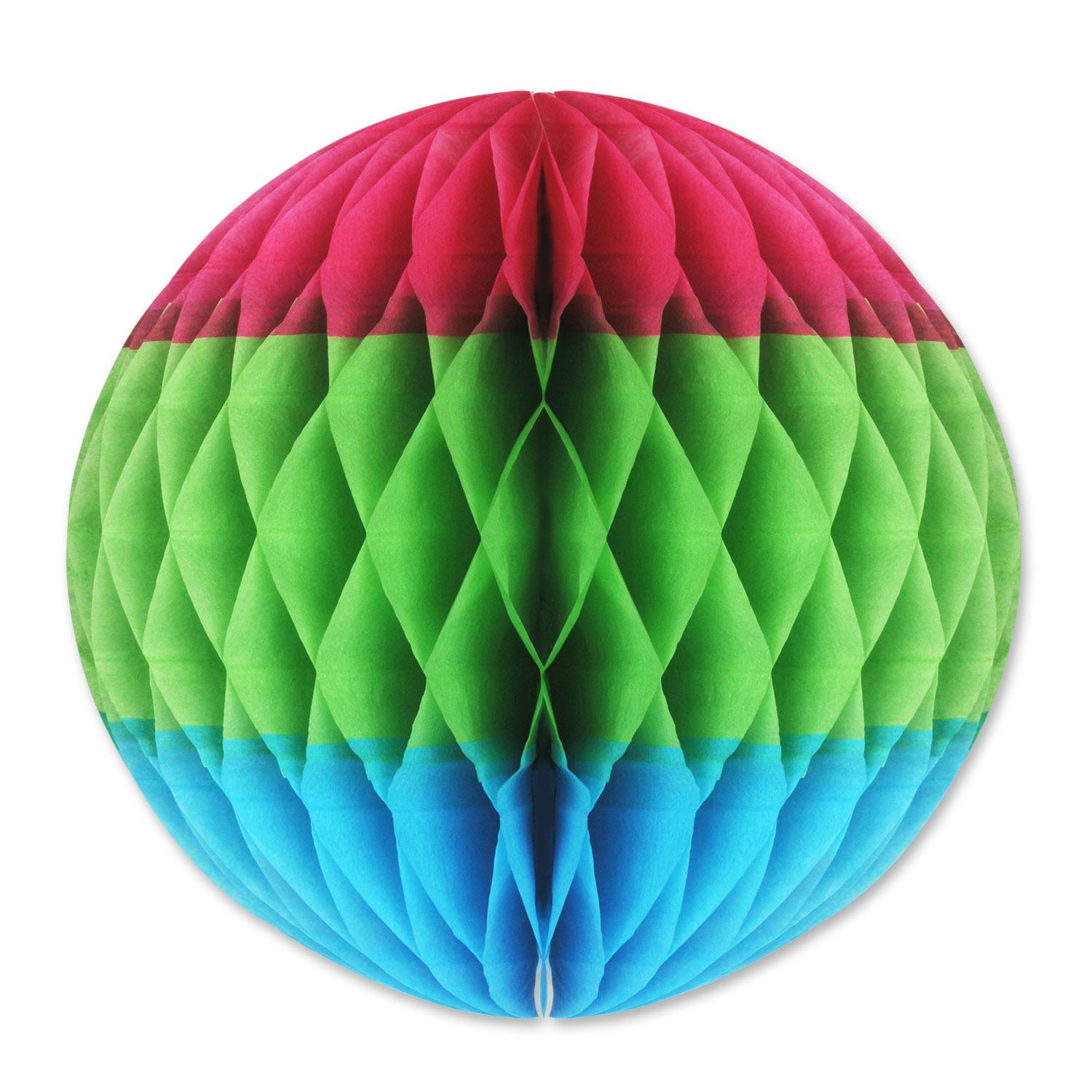 Tri-Color Tissue Ball Decoration- cerise - Light green - turquoise