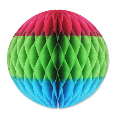 Tri-Color Tissue Ball Decoration- cerise - Light green - turquoise