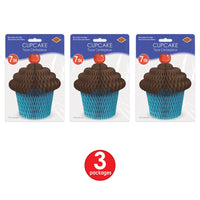 Brown & turquoise Tissue Cupcake Centerpiece, party supplies, decorations, The Beistle Company, Birthday, Bulk, Birthday Party Supplies, Birthday Party Decorations, Birthday Party Centerpieces