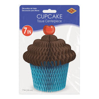 Brown & turquoise Tissue Cupcake Centerpiece, party supplies, decorations, The Beistle Company, Birthday, Bulk, Birthday Party Supplies, Birthday Party Decorations, Birthday Party Centerpieces
